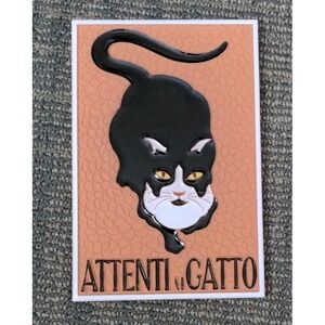 Terracotta Tile Attenti Al Gatto Beware Of The Cat BLACK 6x4 Inch Made in Italy